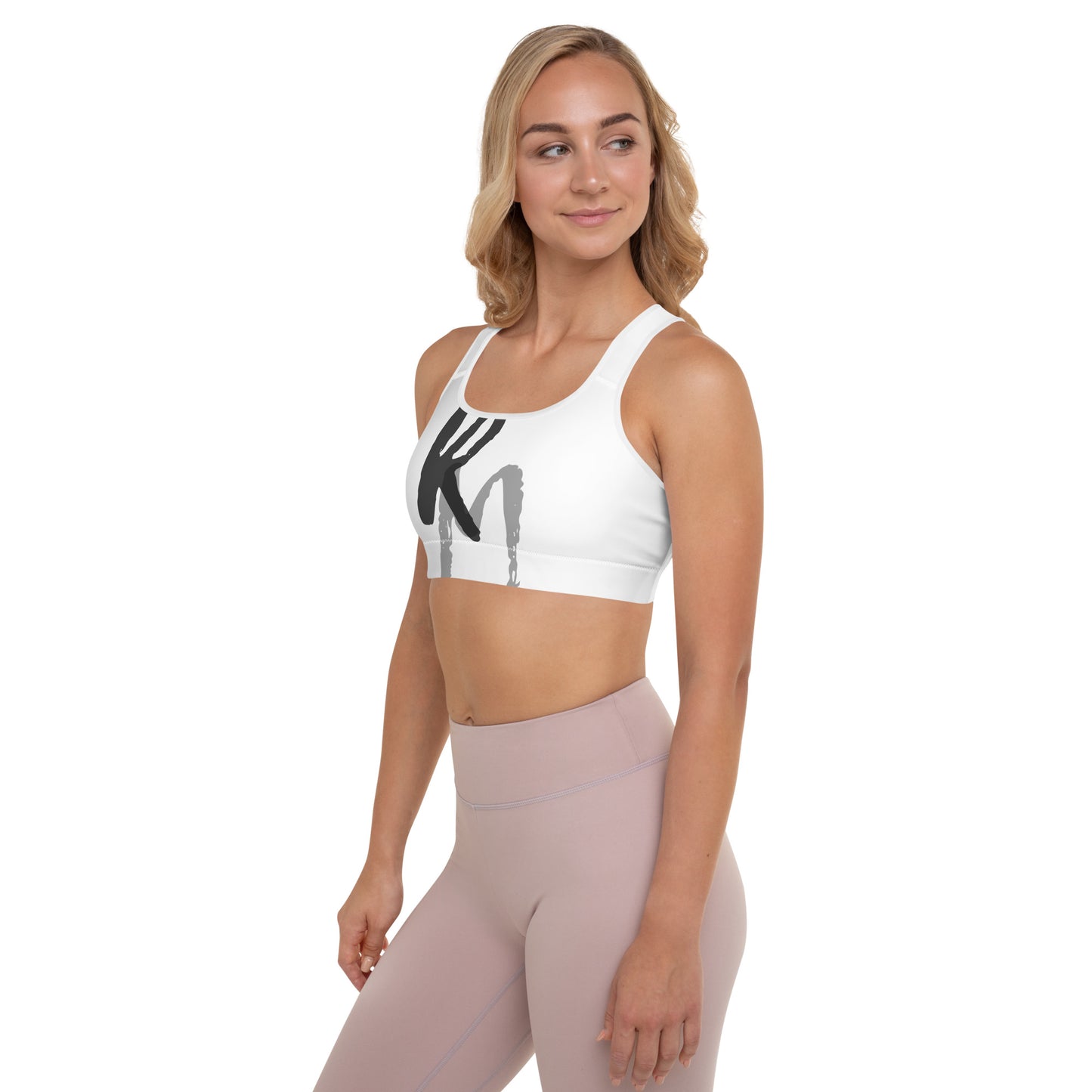 RM White Front - Padded Sports Bra