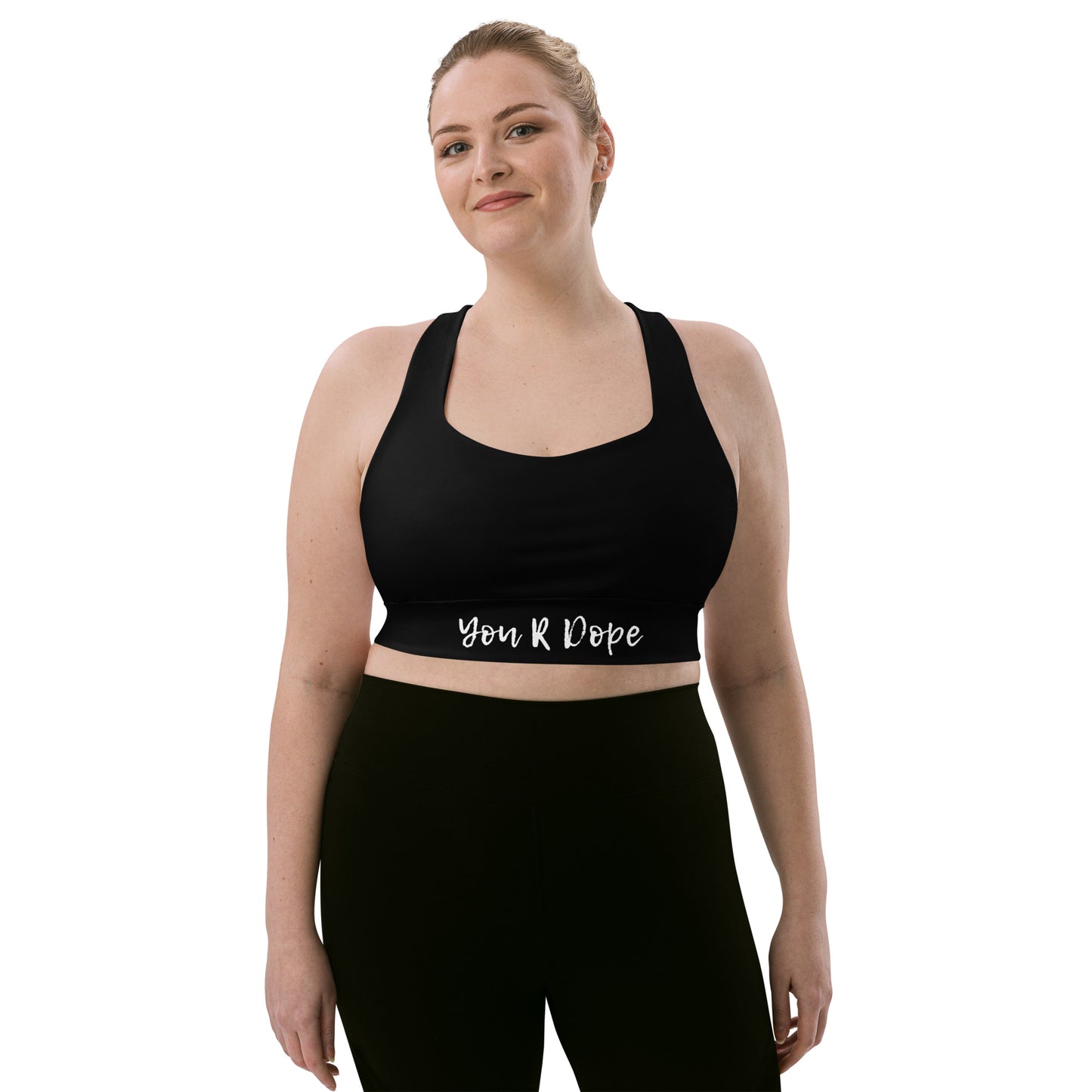 YOU ARE DOPE BLACK - Longline sports bra